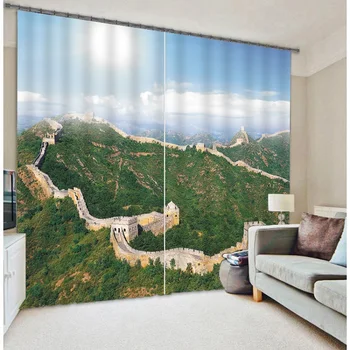

Great Wall of China Buddha statue 3D Painting Blackout Curtains Office Bedding Room Living Room Sunshade Window Custom-made Size