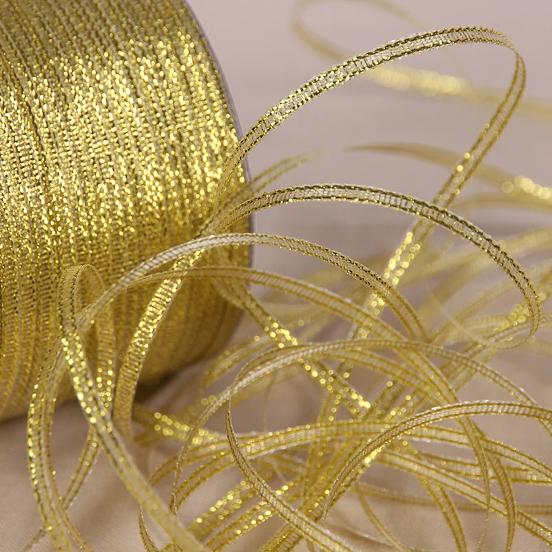 25 ярдов 6 мм Серебристые золотистые блестящие шелковые атласные ленты вечерние украшения для дома и свадьбы Подарочная упаковка на Рождество и Хэллоуин DIY материал