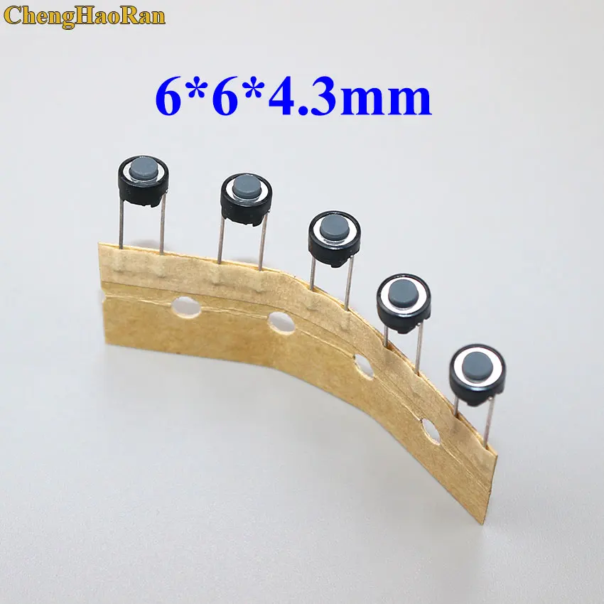

ChengHaoRan 10pcs Touch switch button 6*6*4.3mm DIP 6X6X4.3mm Tactile Tact Push Button Switch Momentary for ALPS white head