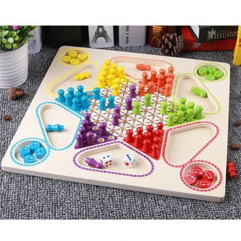 

Children Wooden Puzzle Toys Children Building Checkers / Flying Chess Travel And Flying Chess Checkers Baby Wooden Toys