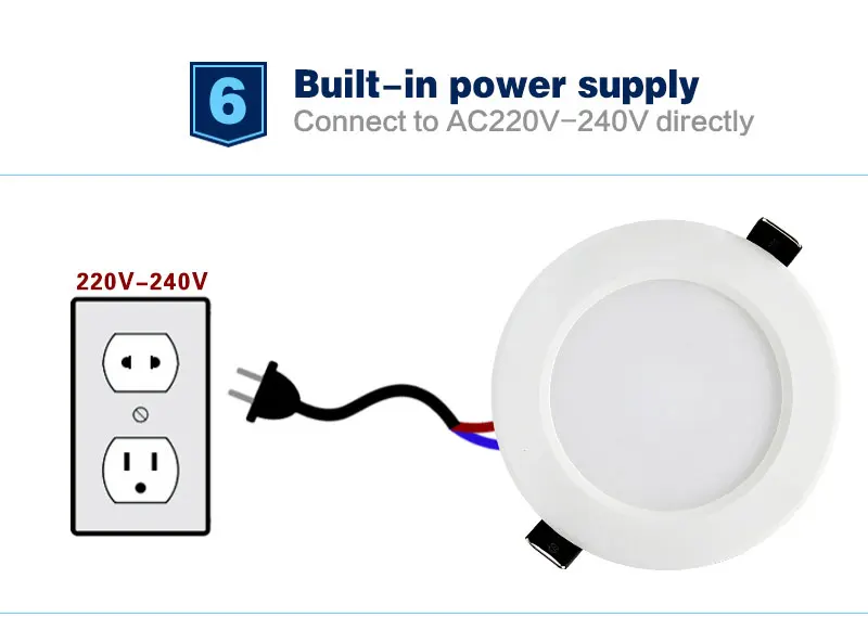 LED White Downlight Lamps waterproof 5W 9W 12W 15W 18W AC 220V 230V Built-in drive Led Down light Lamp