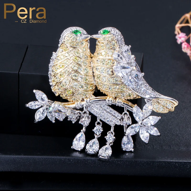 

Pera Elegant Hijab Pin Design Party Jewelry Accessories Big Lucky Bird Shape Cubic Zirconia Scarf Buckle Brooches for Women C002