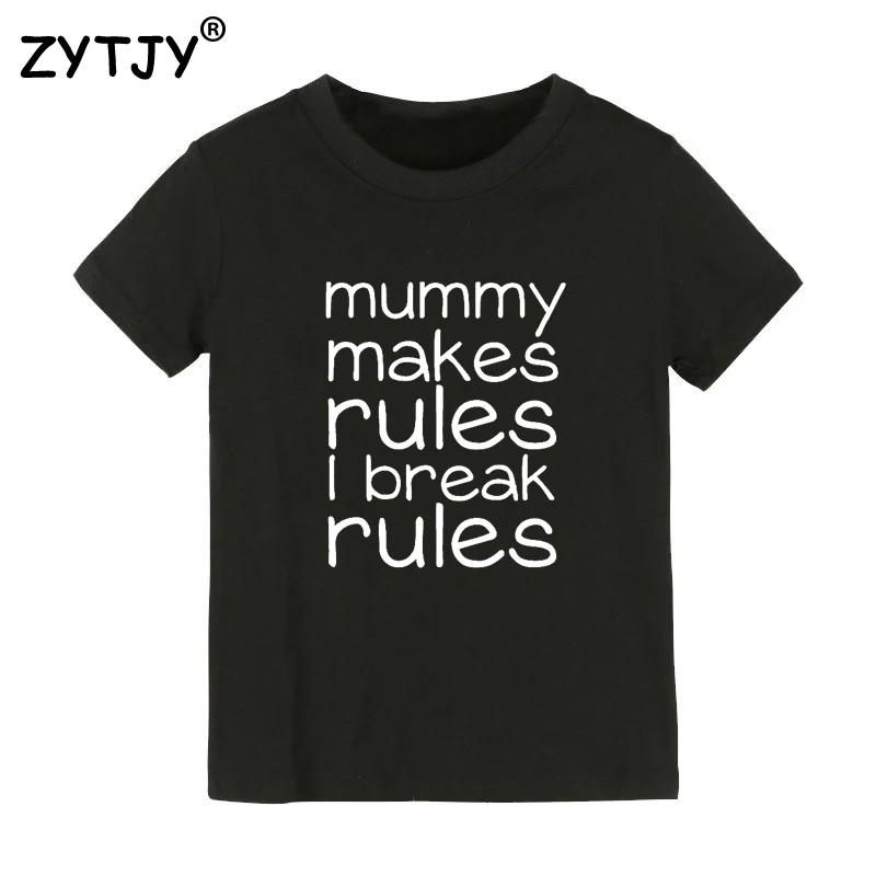 Детская футболка с надписью Mommy make rules I break для мальчиков и девочек одежда малышей