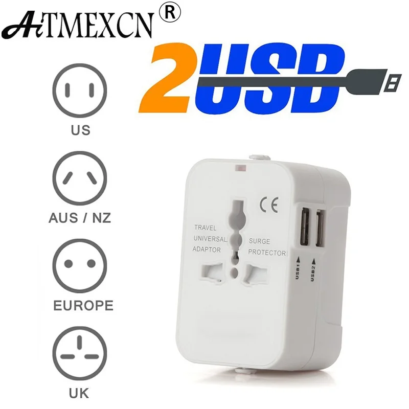 

Universal Power Plug Travel Converting Adapter With 2USB 1 AC 20W Multi-Outlet Travel Power Strip AU UK US EU Plug Adapter