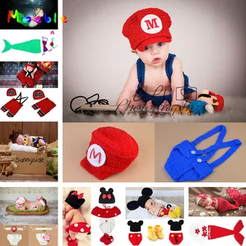 

Crochet Baby Flower Costume Infant Girl Boy Hand Knitted Photo Props Handmade Newborn Animal Costume 1set MZS-14020