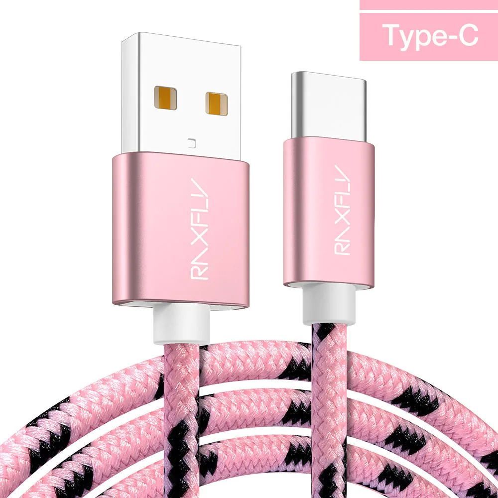 RAXFLY type-C кабель RAXFLY зарядный провод для samsung S10 S9 Plus Синхронизация данных USB C кабель для Xiaomi MI9 MI8 SE кабель type-C - Цвет: Rose golden