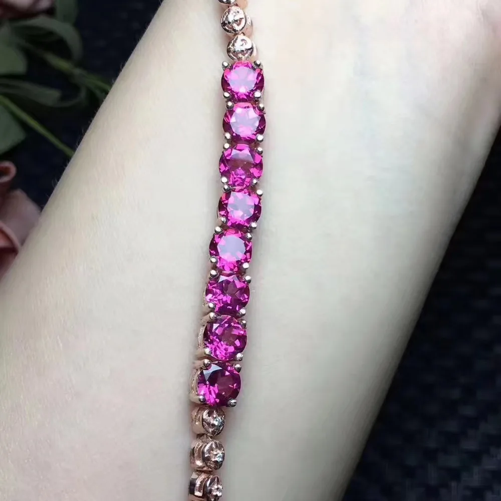 natural pink topaz Bracelet Natural gemstone bracelet 925 sterling