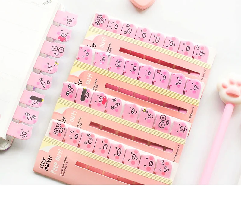Набор из 3 предметов/480 стикеров Kawaii блокнот для заметок с милым мультяшным розовым поросенком Стикеры для заметок этикетки канцелярские товары школьные принадлежности