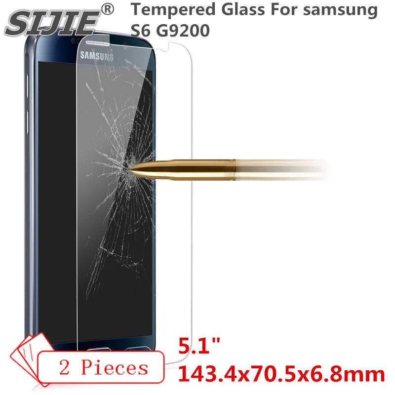 SIJIE 2PCS Tempered Glass For samsung S6 G9200 cover GALAXY Screen Protect protective 5.1