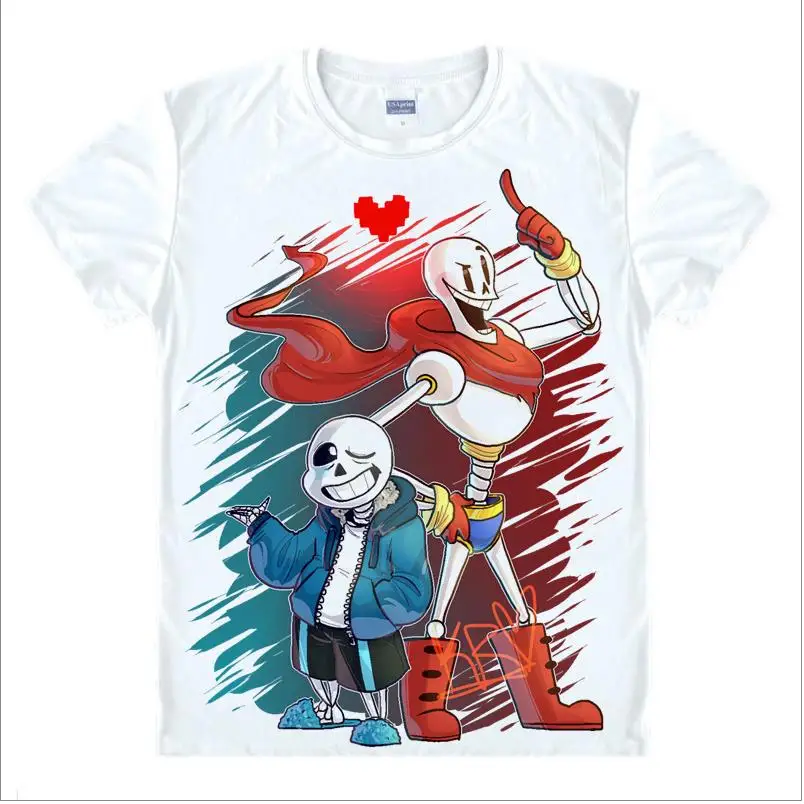 

Free Shipping Game Undertale T-Shirt Short Sleeve Undertale sans and papyrus Top Tees Teens Shirt skulll brother anime clothes