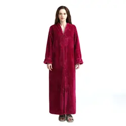 Женский флисовый теплый халат, уютный пушистый длинный халат, плюшевые ночные халаты для женщин