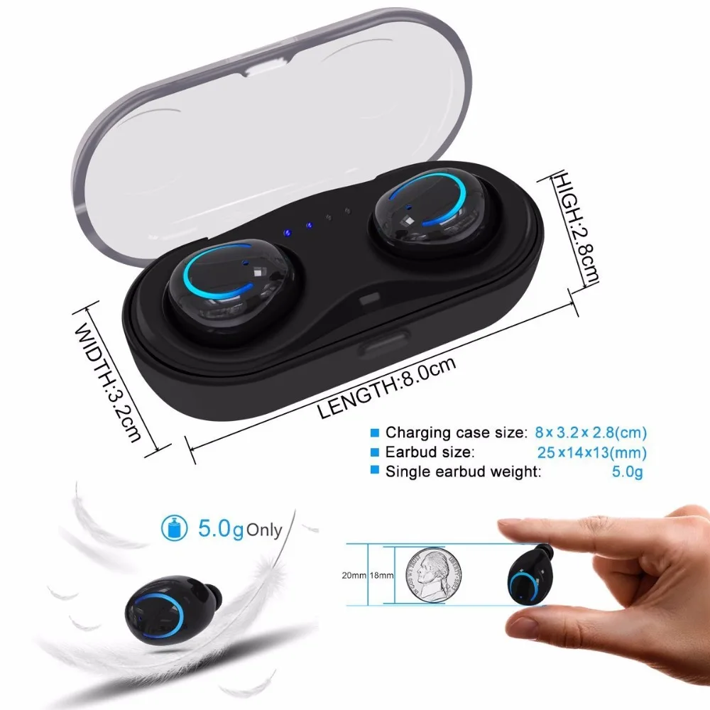 Беспроводные наушники TWS Bluetooth настоящие стерео Спортивная гарнитура с