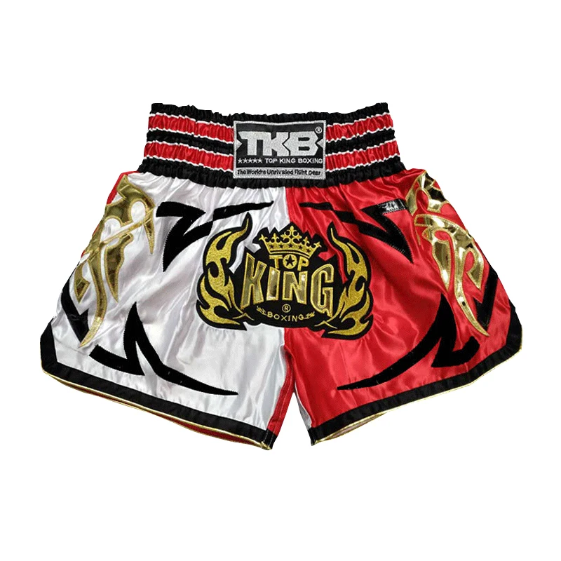 

Red and white polyester kick boxing shorts