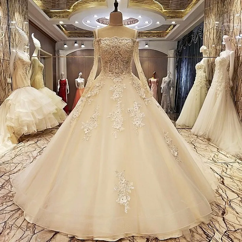 Backlake Robe de mariage 2018 кружевное бальное платье длиной до пола кружевные свадебные