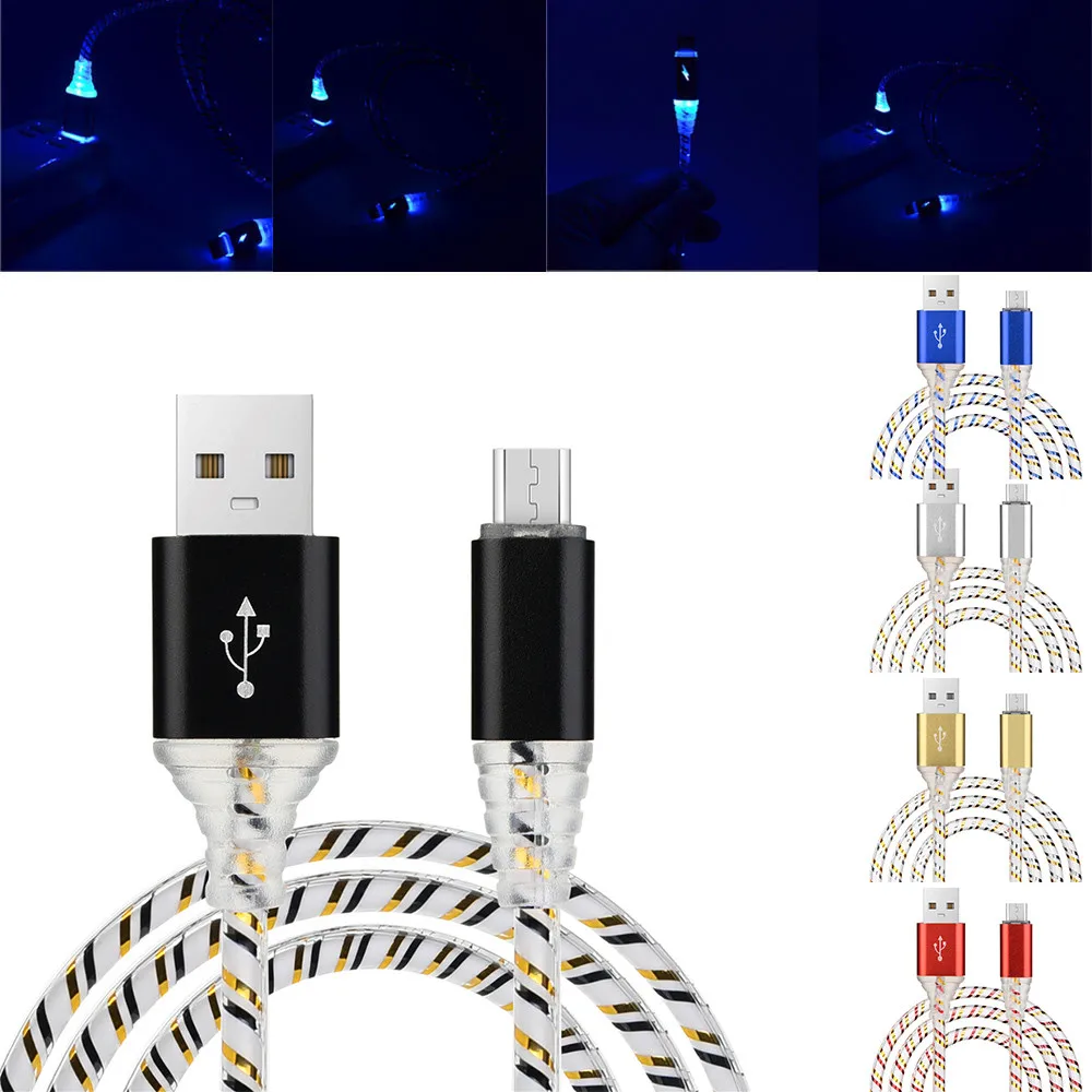 1M Micro USB Phone Cable LED Lights Micro USB Cable USB 3.1 Sync Data