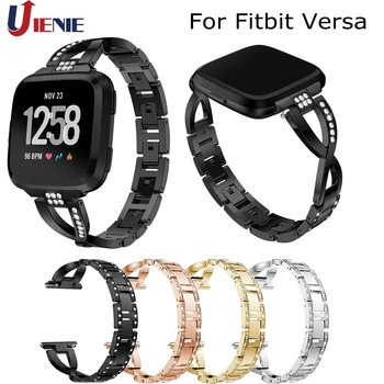 

For Fitbit Versa Crystal Alloy Watchband Metal Bracelet Smart Watch Band Straps Adjustable Replacement Wristband with Rhinestone