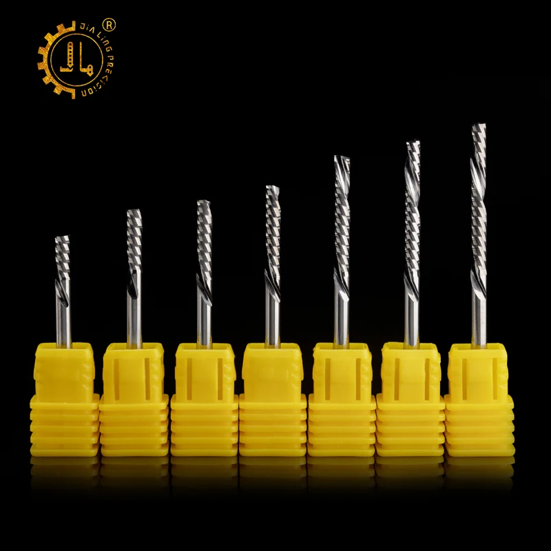 

JIALING 3.175mm 1 pc down cut one flute end mill spiral router bits cutting tools
