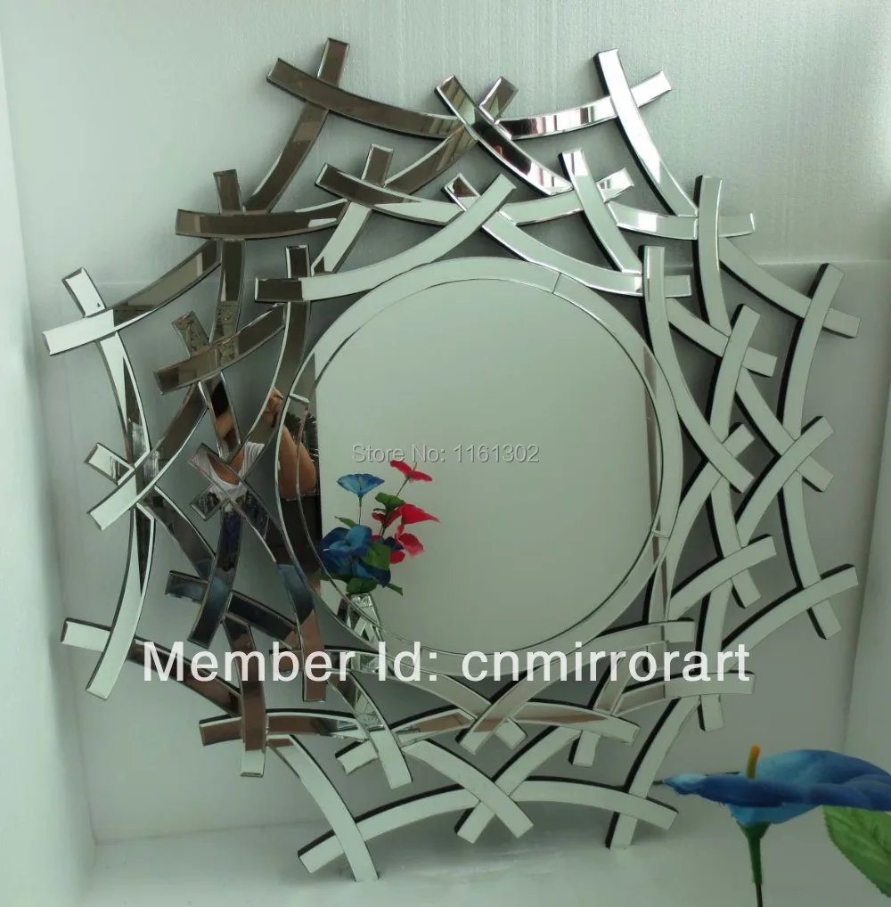 MR 201380 Shutter frame beveled edge round console mirrorin Decorative