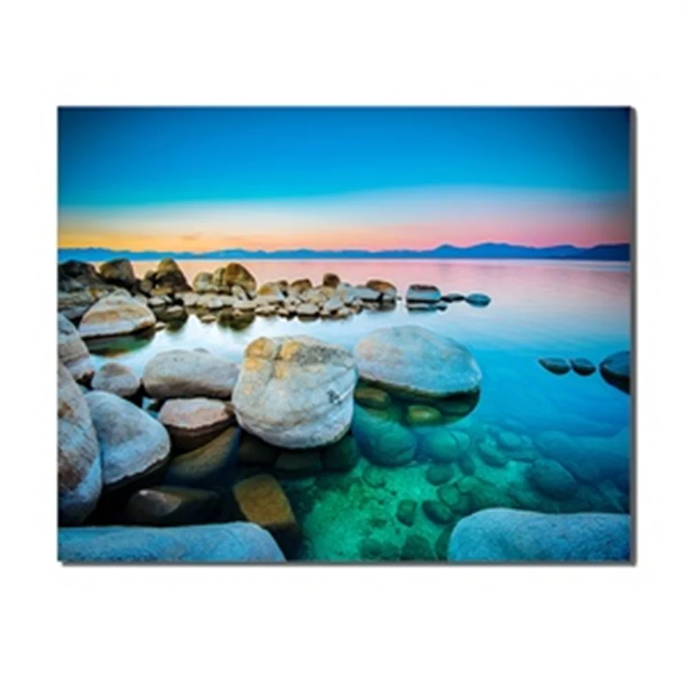 

Sunset Landscape Seaside Sky Stones Mountains Modern Oil Painting Canvas No Frame Decorative Artwork Pictures For living Room