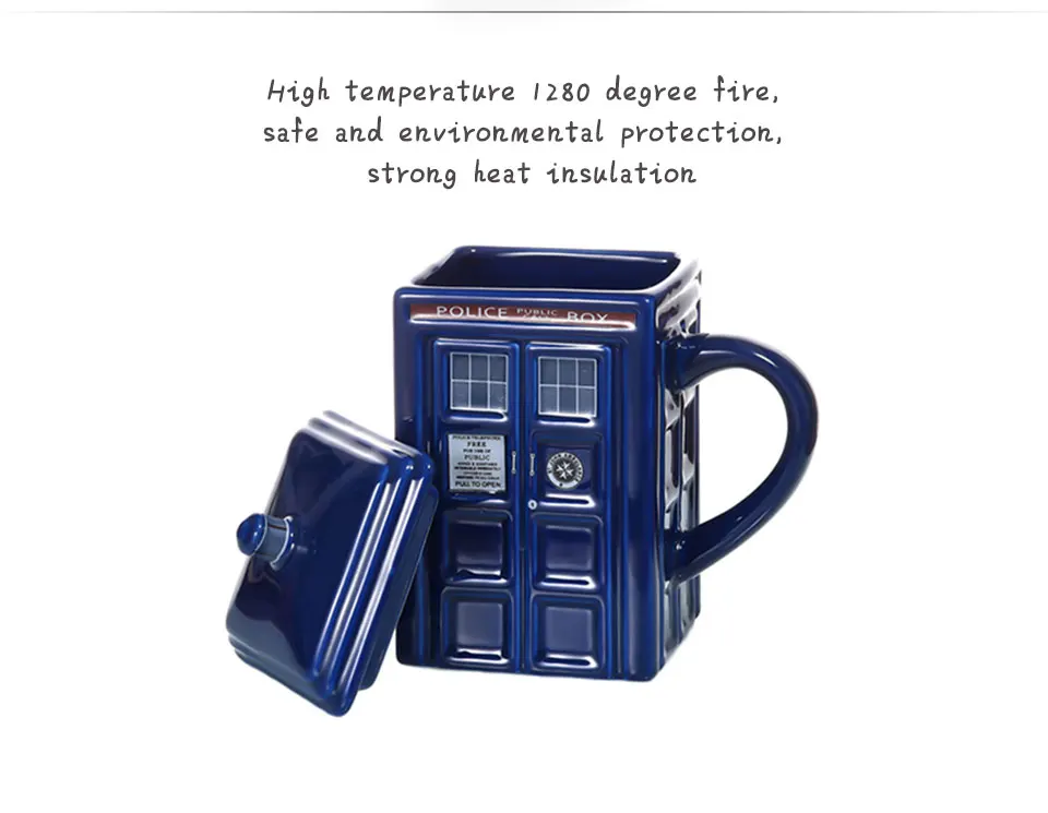 Doctor Who Tardis Police Box Ceramic Mug Cup With Lid Cover For Tea Coffee Mug Funny Creative Gift Christmas Presents Kid Men (6)
