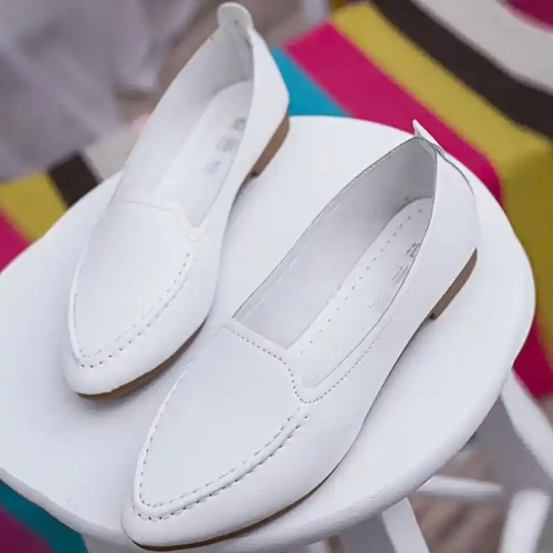 womens white leather slip ons