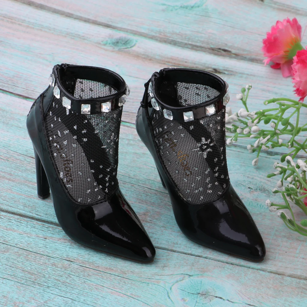Модные ботильоны; коллекция 1/3 года; BJD; туфли на высоком каблуке для ночного отдыха в стиле Лолиты; туфли на шпильке из искусственной кожи черного цвета