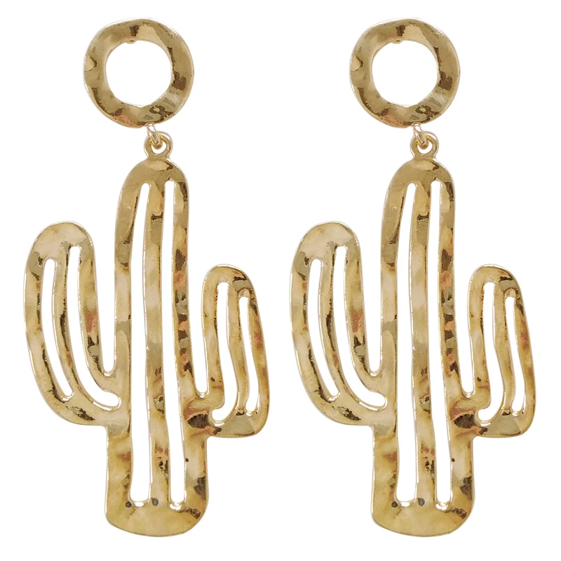 

Free Shipping Cactus Alloy Filigree Alloy Cute Design Hammered Stud Earring