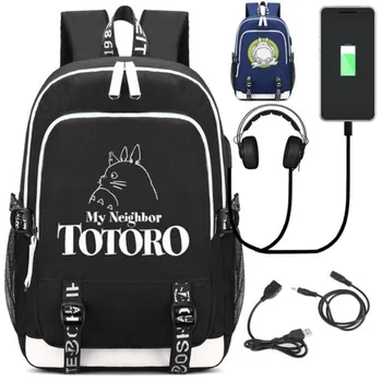 

My Neighbor Totoro Backpack w/ USB Fashion Port Headphone Rucksack Bag Teenager Student School Laptop Travel Shoulder Bag Gift