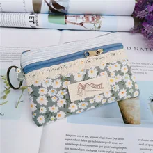 Хлопковая ткань с цветами печати для женщин короткий кошелек для монет ключ бумажник дети небольшой деньги сумка carteira bolsa feminina для обувь девочек