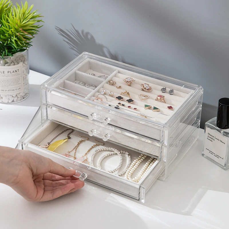

Multilayer Jewelry Organizer Box Transparent Plastic Jewerly Box Organizer For Rings/Necklace/Watches