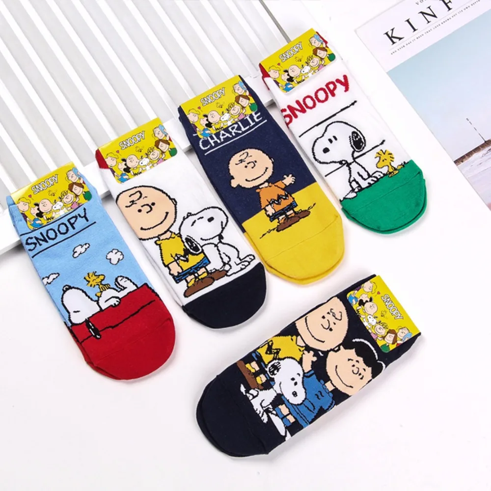 

Cartoon Charlie Brown socks Spike Beagle dog cute funny novelty women sock spring summer breathable colorful cotton short socks