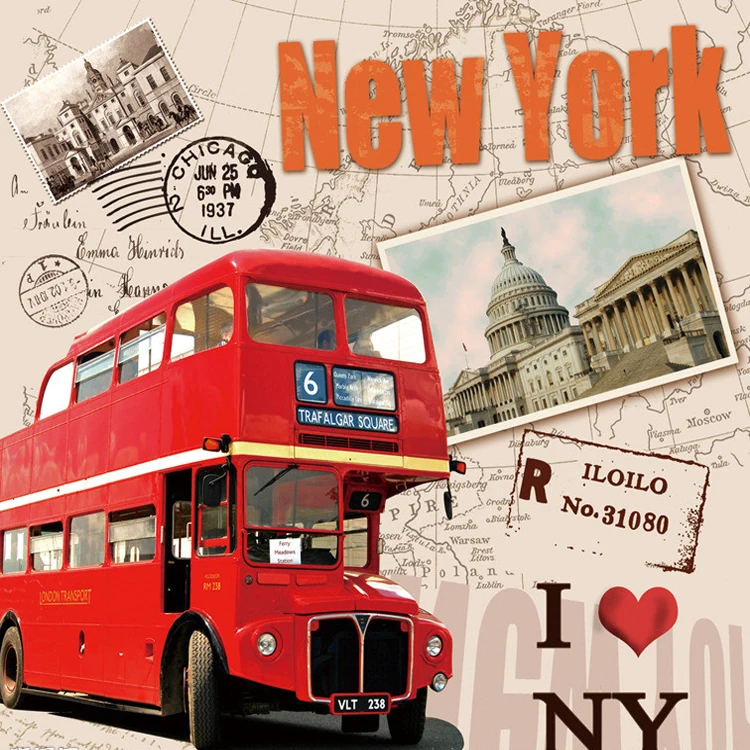 

3D photo wallpaper retro European architectural London wallpaper American flag casual Cafe wallpaper mural