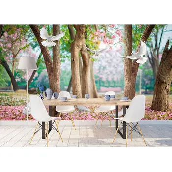 

Pastoral Wall Papers Sakura Tree Nature Photo Wallpaper Mural Stickers 3D Living Room Bedroom Self Adhesive Vinyl/Silk Wallpaper