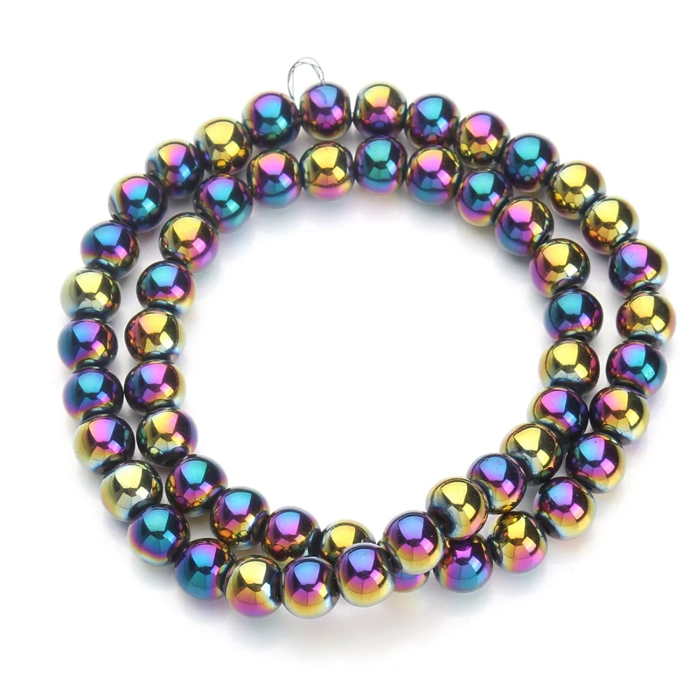 

Natural Stone Rainbow Hematite Beads Round Loose Beads 6/8/10mm DIY Necklace Bracelet Jewelry Making Accessories Z826