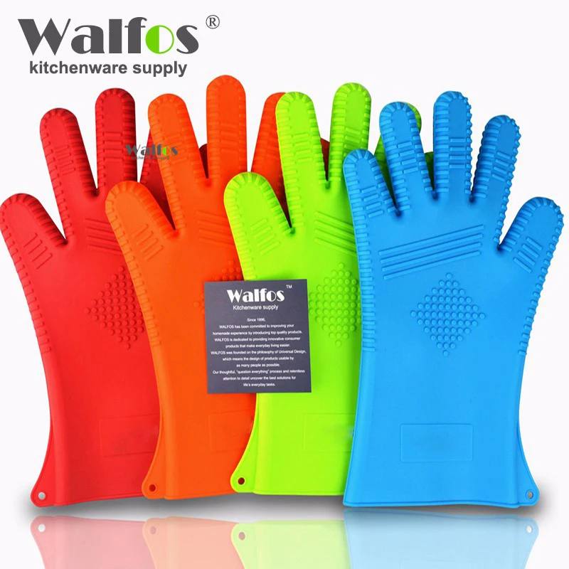 WALFOS extra long 1 шт. термостойкие силиконовые перчатки для готовки для выпечки и bbq держатель для духовки для кухни