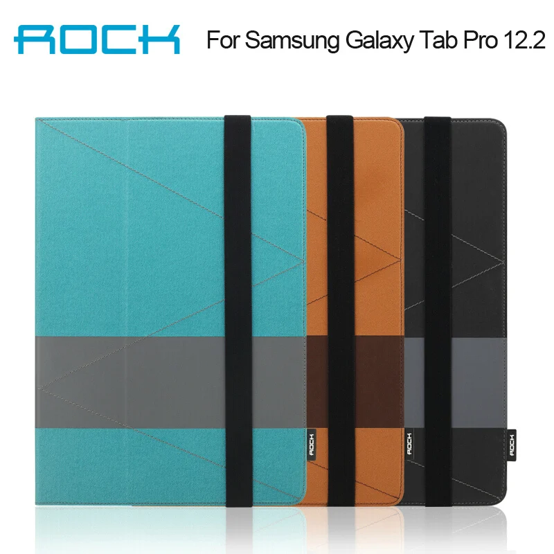 

For Samsung Galaxy Tab Pro 12.2 leather case Rock Shuttle Series Sleep And Wake Up Function Two Fold Stand Leather Case