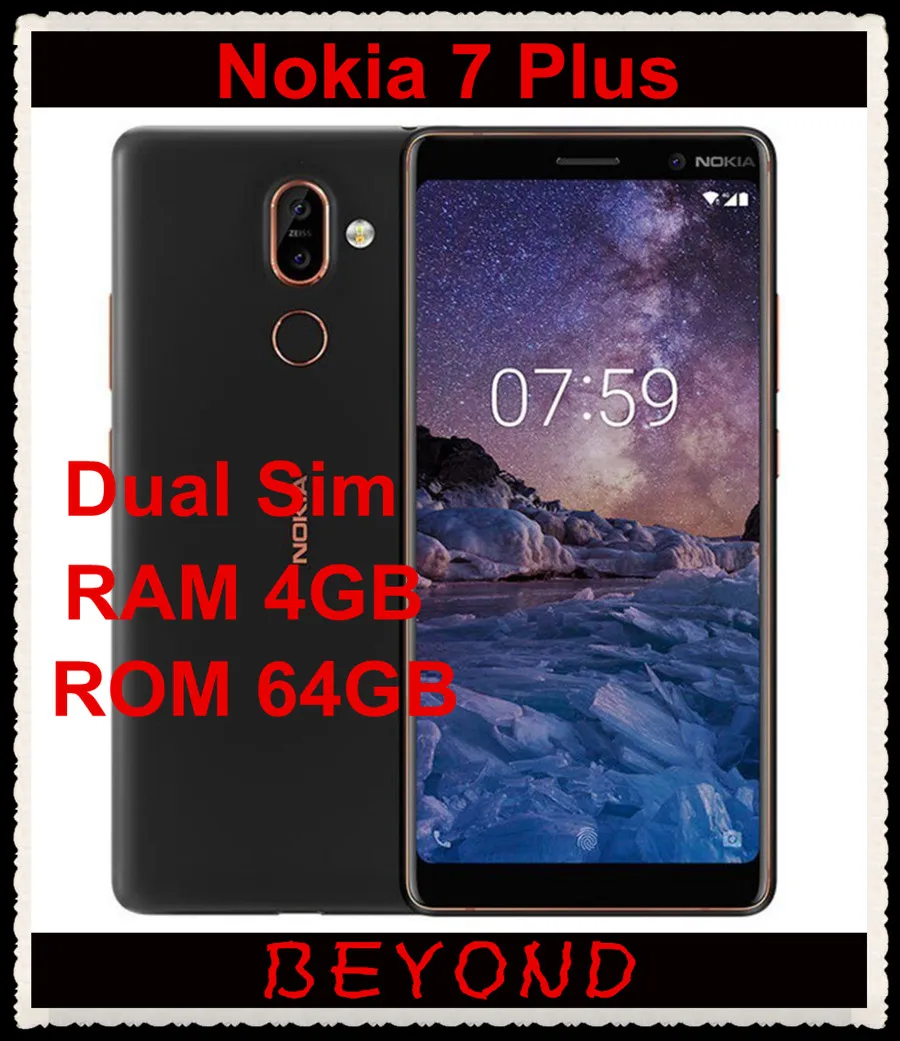 

Nokia 7 Plus Original Unlocked Android TA-1062 Dual Sim Phone 4G LTE GSM 6.0'' Dual 12MP Octa Core 4GB RAM 64GB ROM 3800mAh