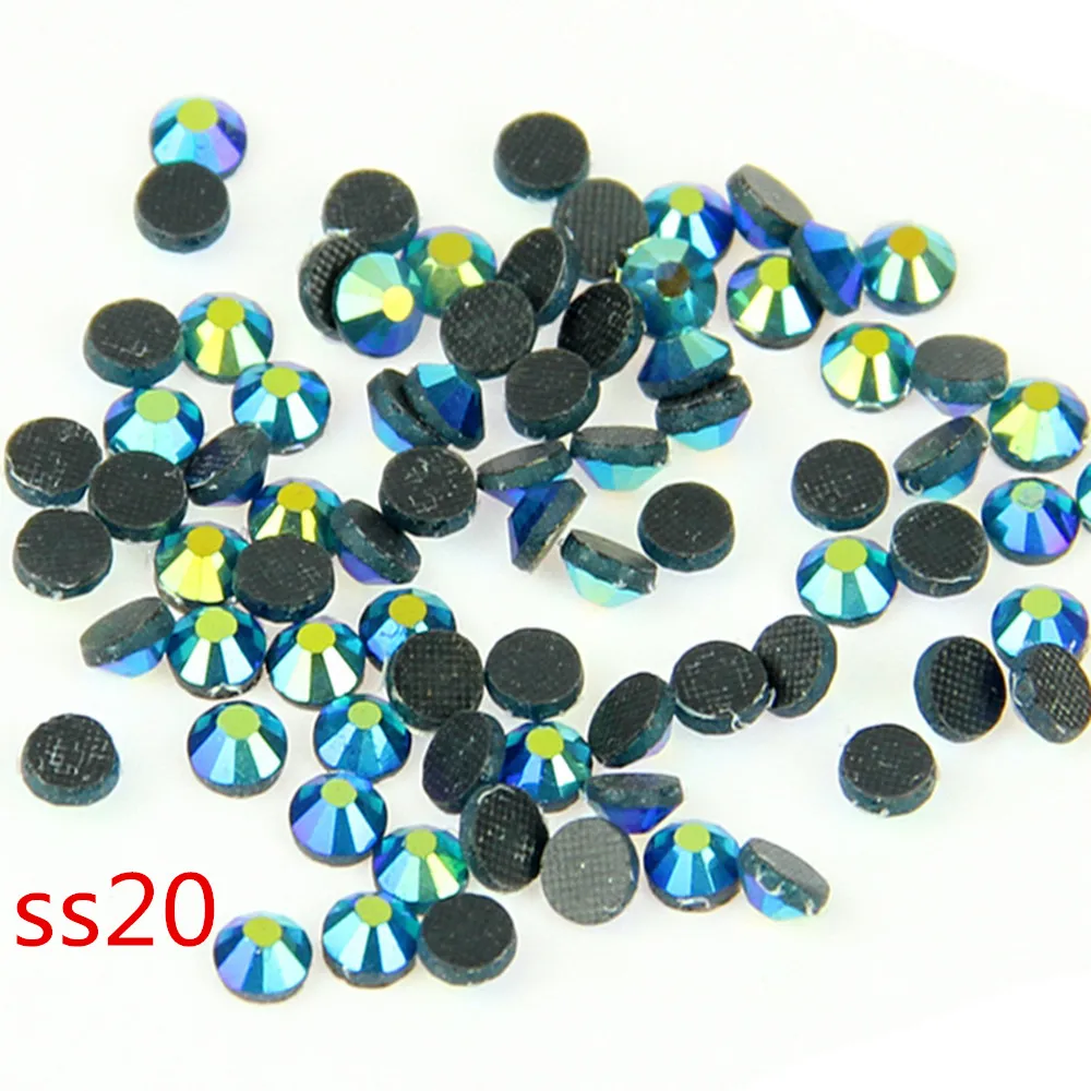 

100 Gross Rhinestone SS20 AB Peacock Blue DMC Hotfix Rhinestone Flatback Iron On Stone For Transfer Motif Design
