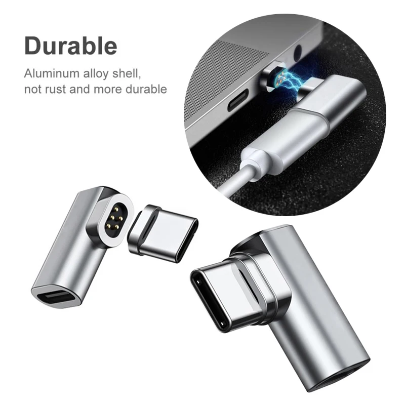

4.3A Type C to Type-C Magnetic Elbow Right Angled Adapter Converter for Macbook Pro Samsung S8 Charging Magnet USB-C Adapter