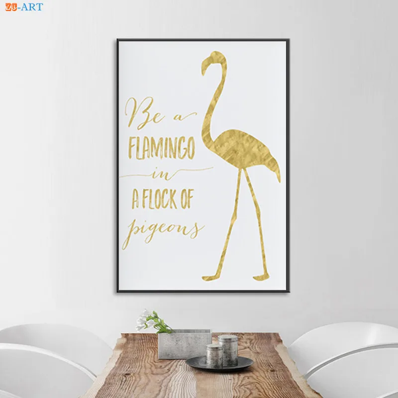 Flamingo Pineapple Print Poster Watercolor Gold Nursery Decor Quote Canvas Paianting Wall Art Pictures Living Room Home Decor