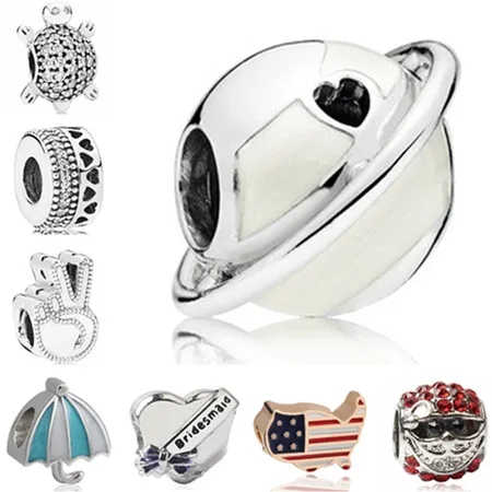 

Simple Style European Crystal Flowers Universe Map Enamel Charms Beads Fit Pandora Bracelets for Women Night Club DIY Jewelry