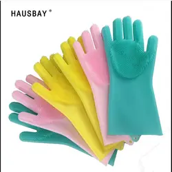 1 пара магия силикона резиновые перчатки для мытья посуды Кухня очистки и прочные перчатки Многофункциональный силиконовый перчатки D044