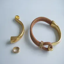 2Sets Antique Gold Cuff Hook Clasp Beads Slider Spacer For 9*5mm Flat Leather Cord DIY Bracele Accessories Findings