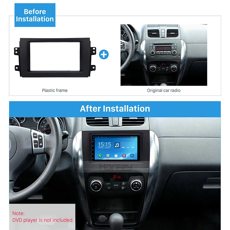 Harfey Car 2Din Panel Face Plate Install Frame Fascia Mount Kit for Suzuki SX4 Fiat Sedici 2007 2008 2009 -2013 Autoradio Player |