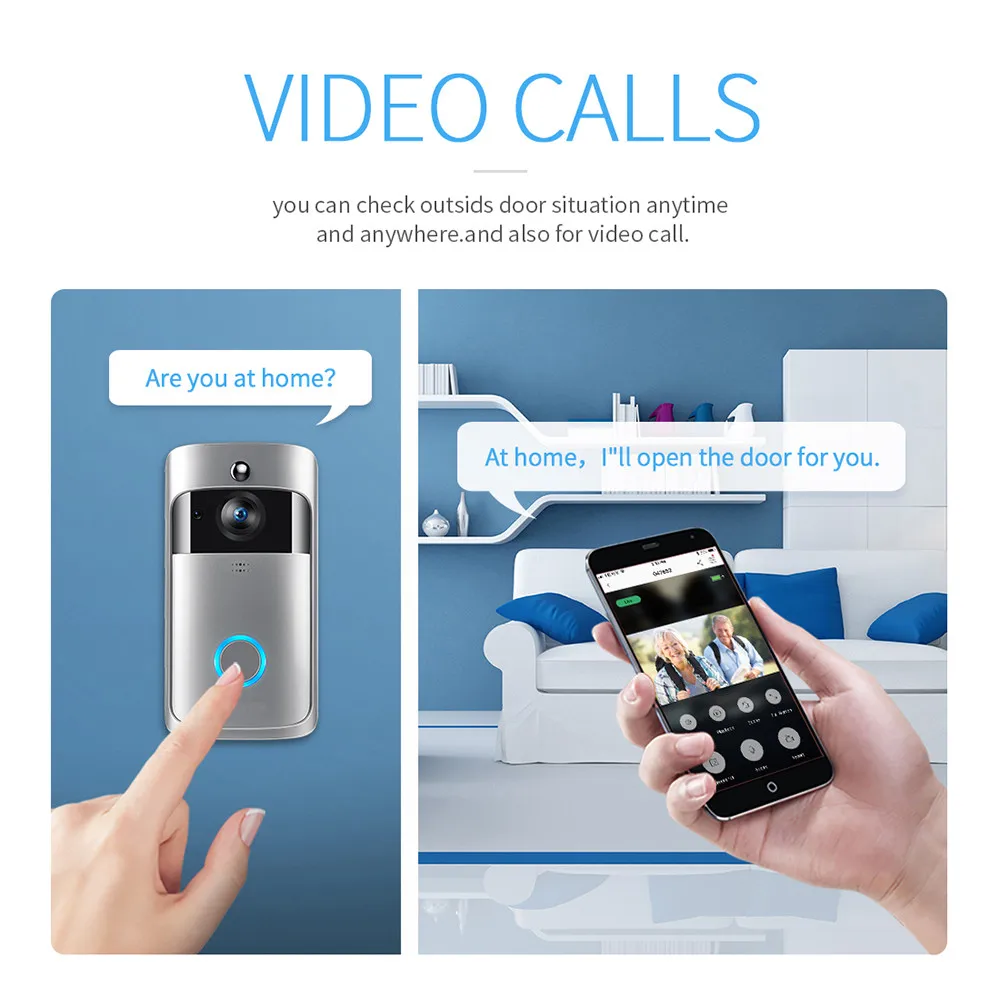720 P беспроводной wifi визуальный умный дверной звонок приложение дистанционное управление Видео дверной телефон