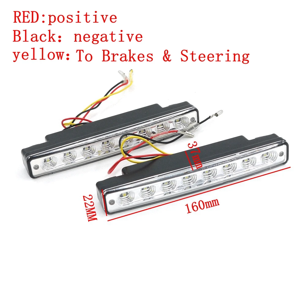 Eonstime 12 В 2 шт. DRL светодиодные дневные ходовые огни внешняя Поворотная рулевая и Тормозная лампа автомобильный Стайлинг белые и янтарные противотуманные фары