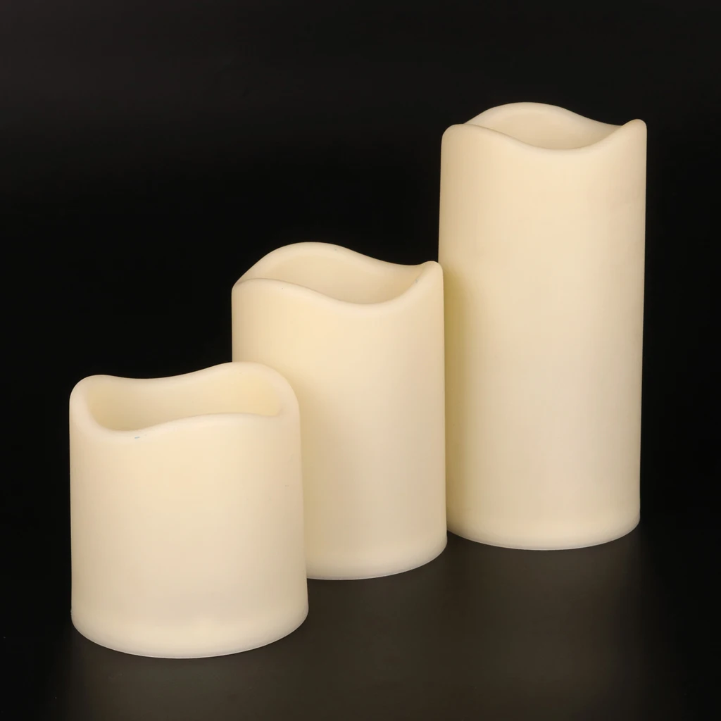 3Pcs Battery Operated Flameless LED Tea Lights Flickering Electronic Candles