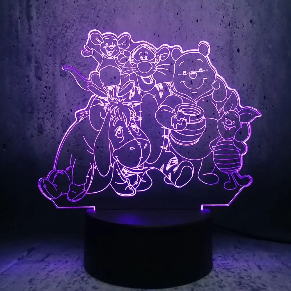 2019 Светодиодная лампа Винни и друзья поросенок Тигр Eeyore Roo большая семья дети