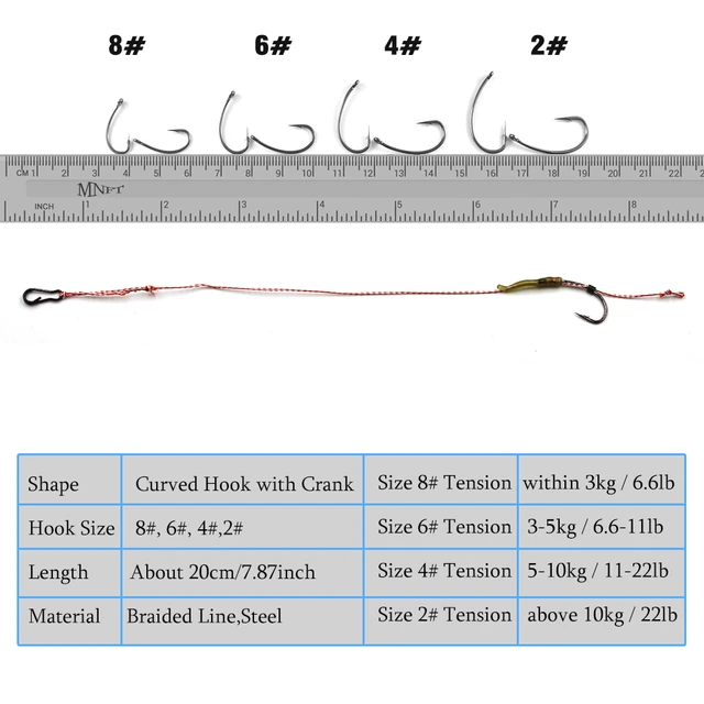 MNFT 6Set Curved Hook 2-8# Assorted Braided Thread Hand Tied Carp Fishing  Hooks Hair Rigs Link Ready Made Fishing Connector - AliExpress