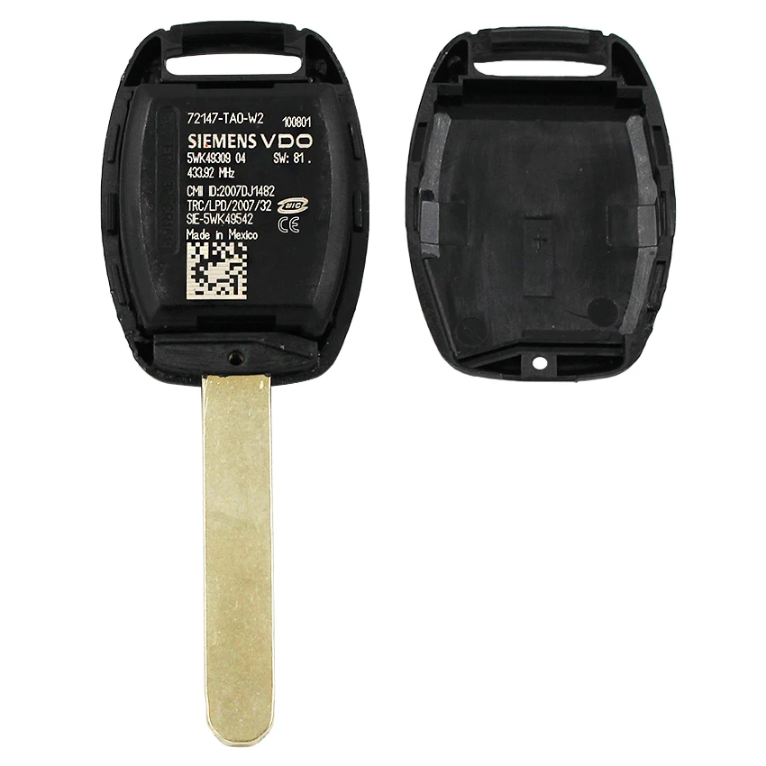 Новая замена 3 кнопки дистанционного ключа Fob ключ дистанционного управления 433 МГц для Honda Accord Civic CRV 2008-2012 ID46 чип необработанное лезвие